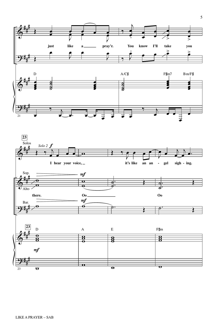 Like A Prayer (adapt. Mark Brymer) 3-Part scores gallery preview page 4
