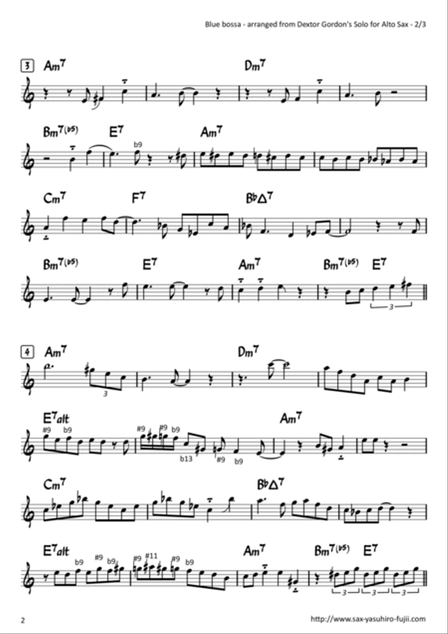 Blue bossa alto store sax sheet music