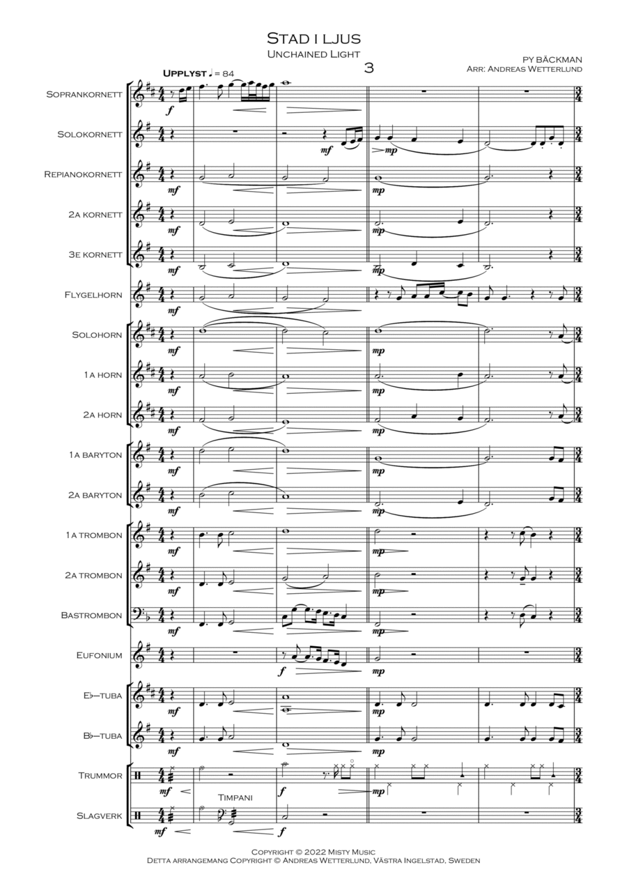 Stad I Ljus Stad I Ljus Brass Band scores gallery preview page 1