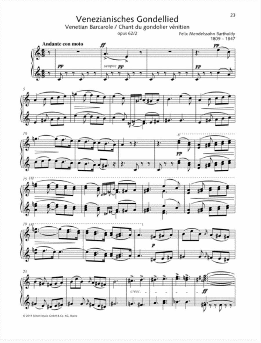 Venetian Barcarole from: Songs without words, Op. 62 No. 2 Piano Duet scores gallery preview page 2
