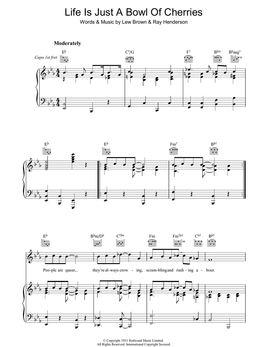 Life Is Just A Bowl Of Cherries Piano, Vocal, Guitar scores gallery preview page 1