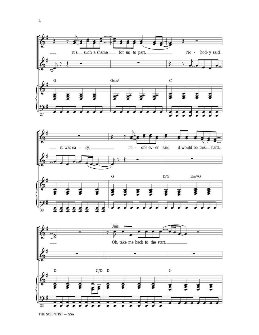 The Scientist (arr. Ed Lojeski) SSA scores gallery preview page 4