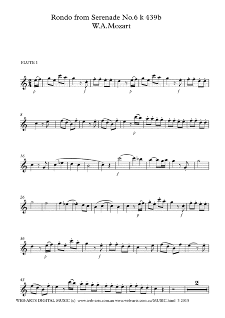 RONDO for 3 flutes from Serenade No.6 k439b - MOZART Flute Trio scores gallery preview page 6