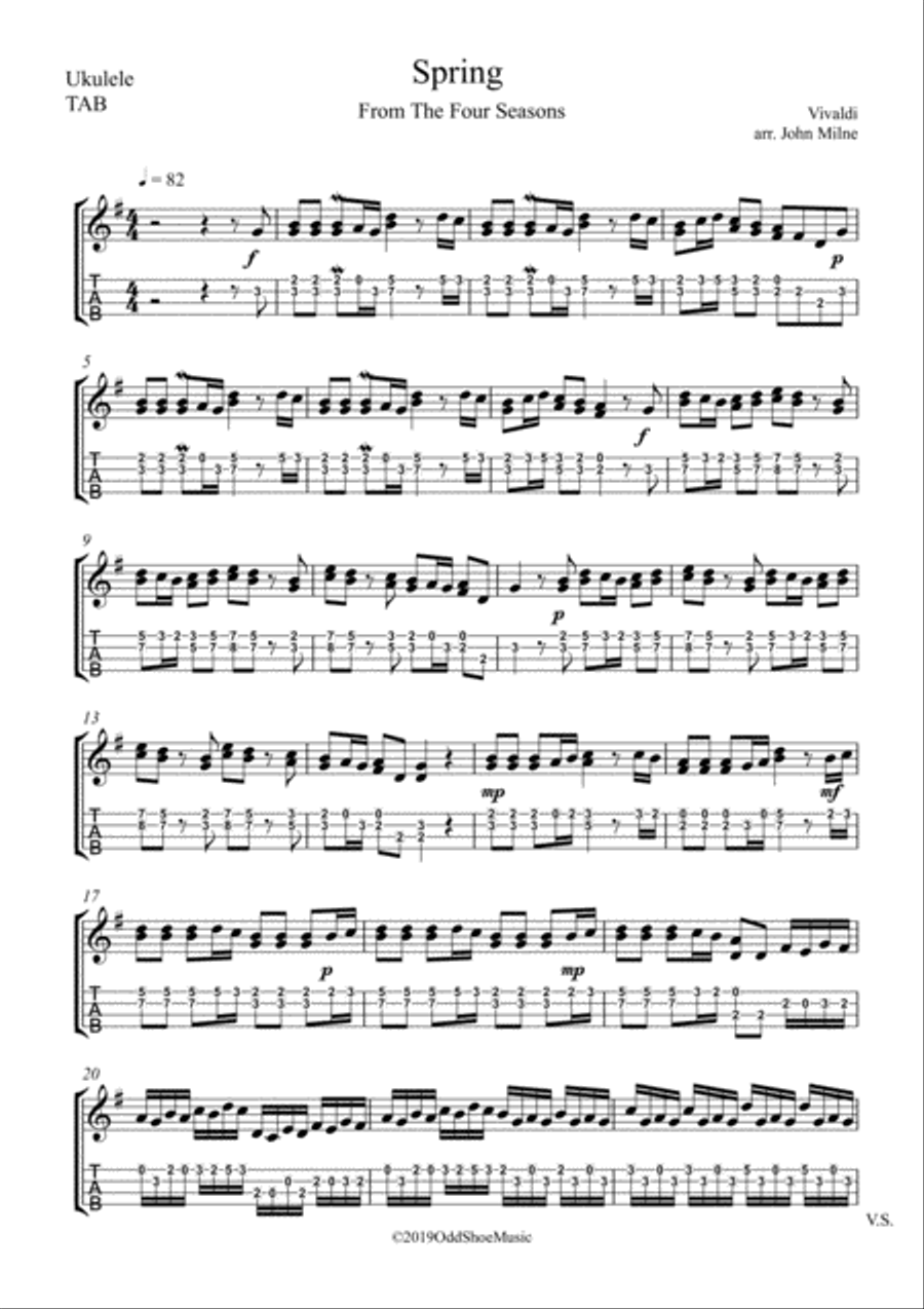 Spring from The Four Seasons by Vivaldi for Ukulele and Guitar Classical Guitar scores gallery preview page 4