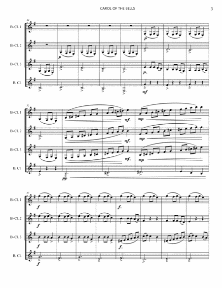 Carol of the Bells for Clarinet Quartet image number null