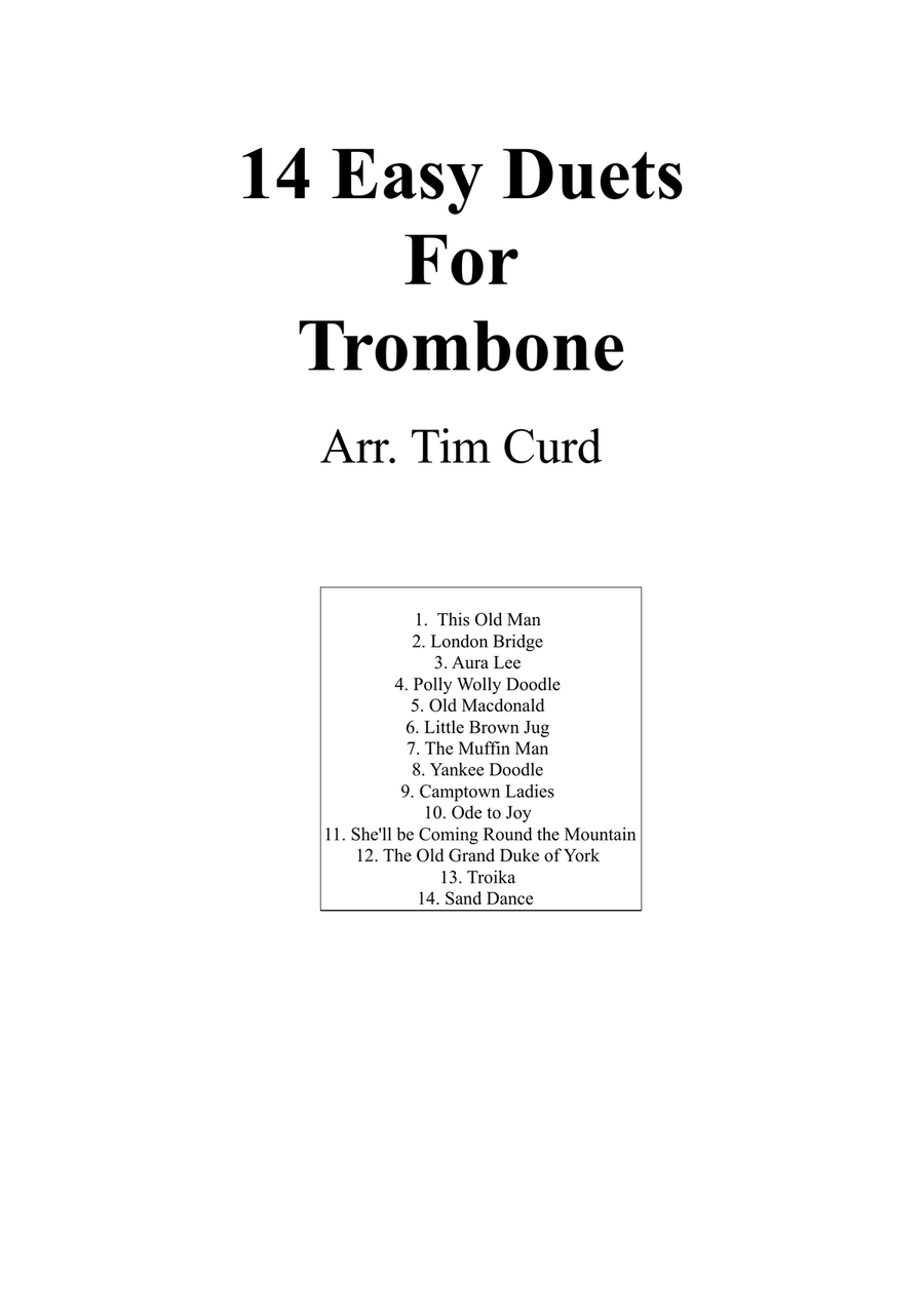 14 Easy Duets For Trombone Trombone Duet scores gallery preview page 1