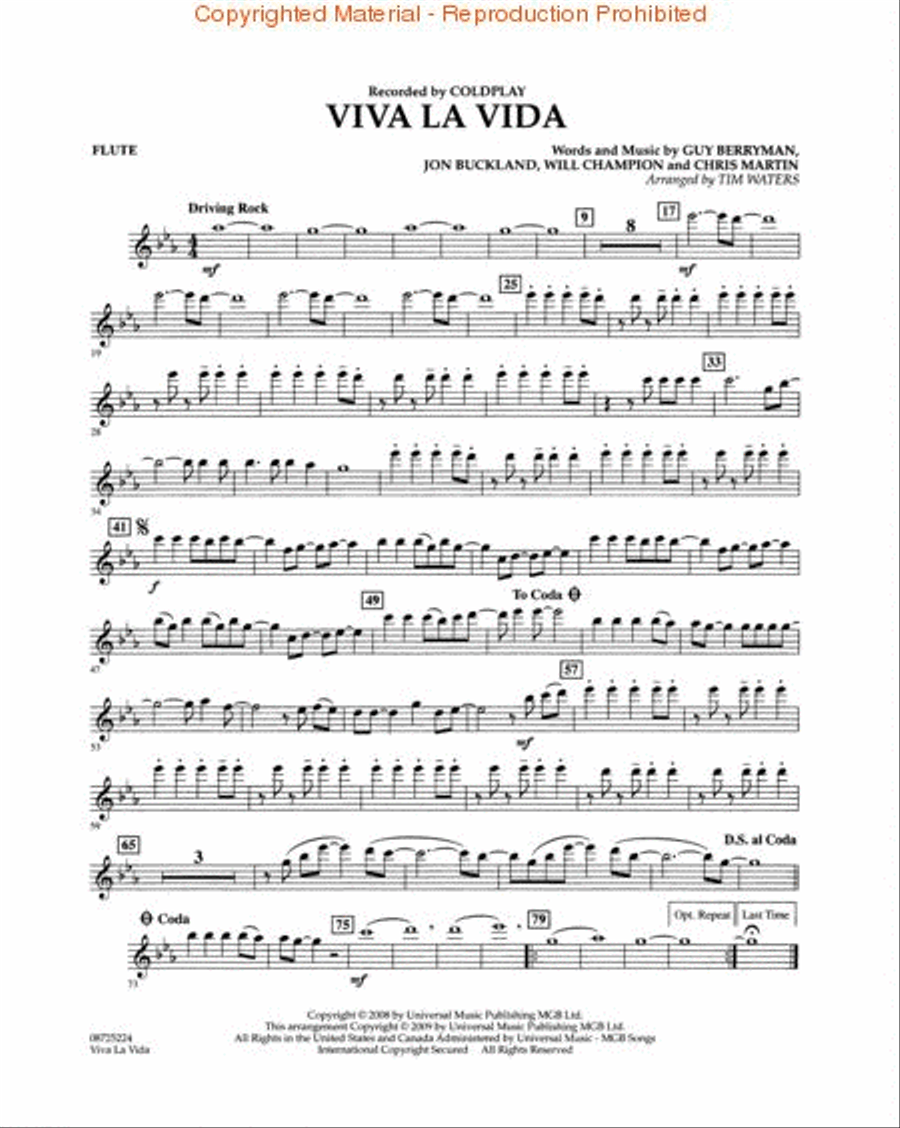 Viva La Vida Concert Band scores gallery preview page 4