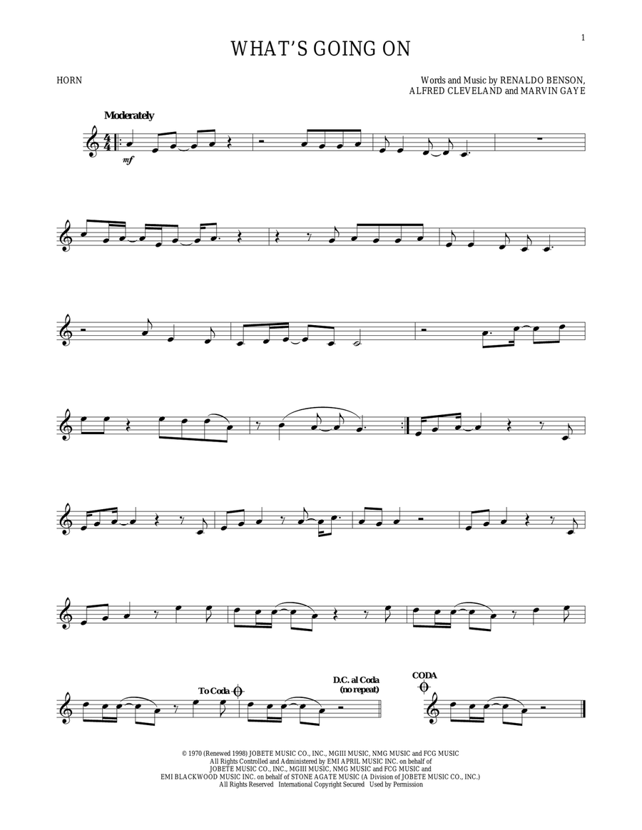 What's Going On Horn Solo scores gallery preview page 1