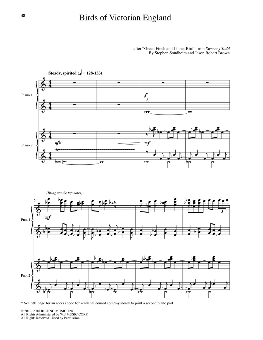 Birds Of Victorian England Piano Solo scores gallery preview page 1