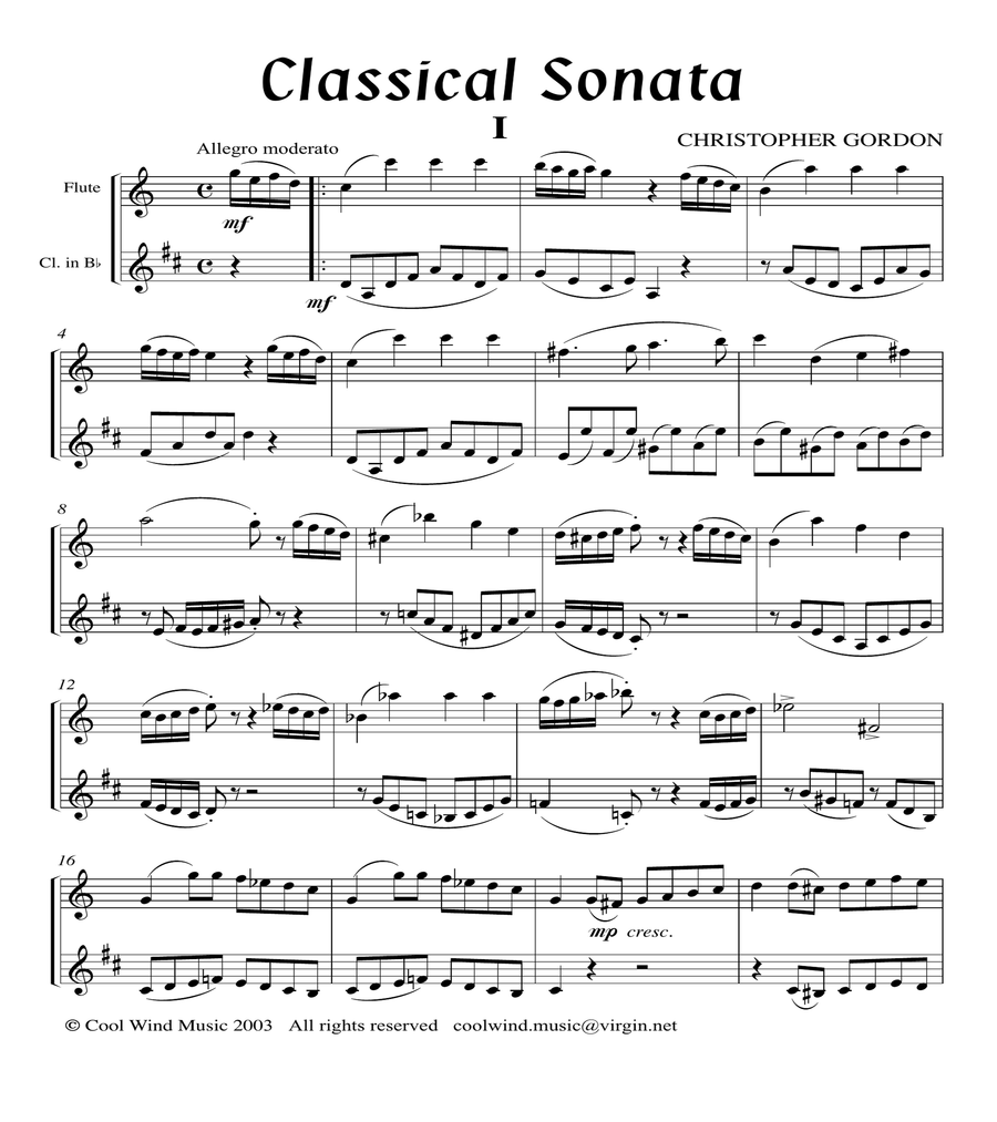 Clarinet classical sales sheet music
