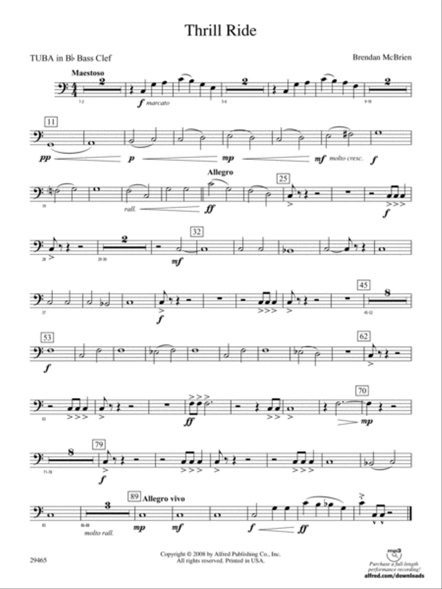 Thrill Ride: (World Part) B-flat Tuba B.C. Concert Band scores gallery preview page 1