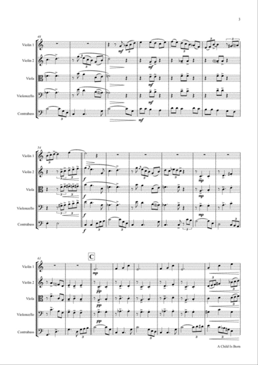 A Child Is Born String Quintet scores gallery preview page 3