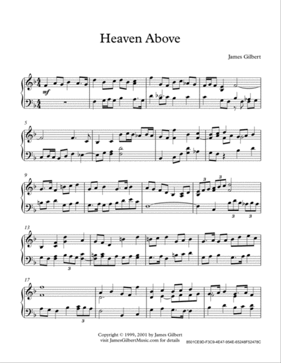 Heaven Above Piano Solo scores gallery preview page 2