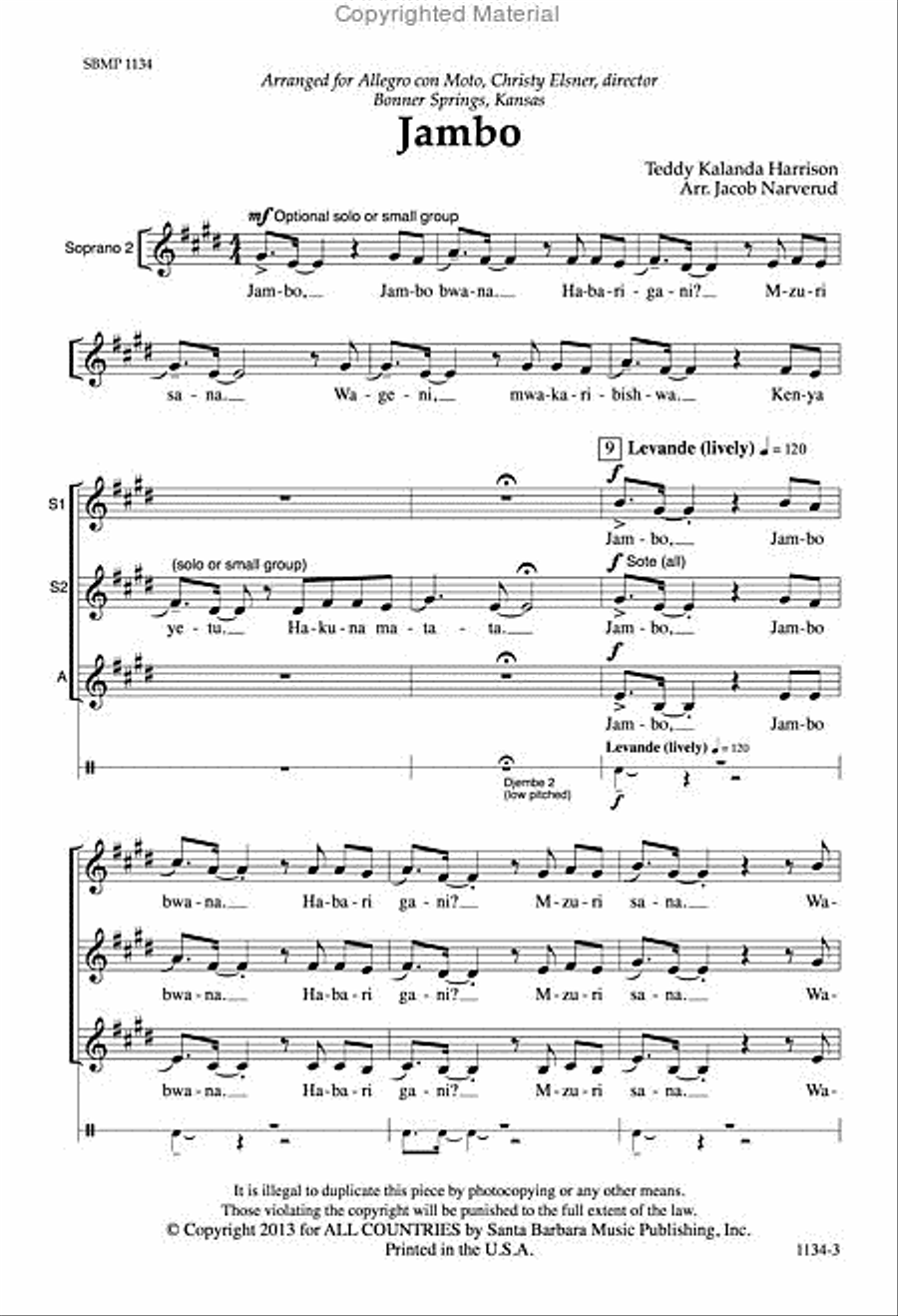 Jambo - SSA Octavo SSA scores gallery preview page 2