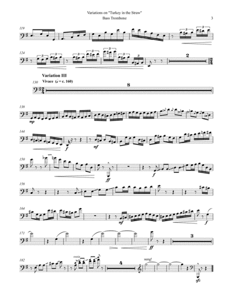 Variations on Turkey in the Straw for Bass Trombone & Piano
