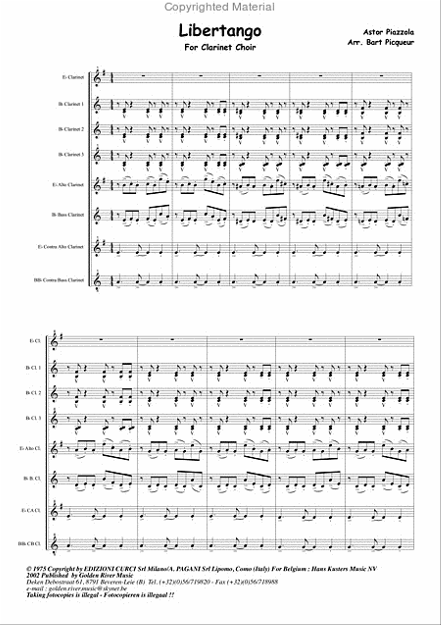 Libertango for clarinet choir Clarinet Choir scores gallery preview page 2