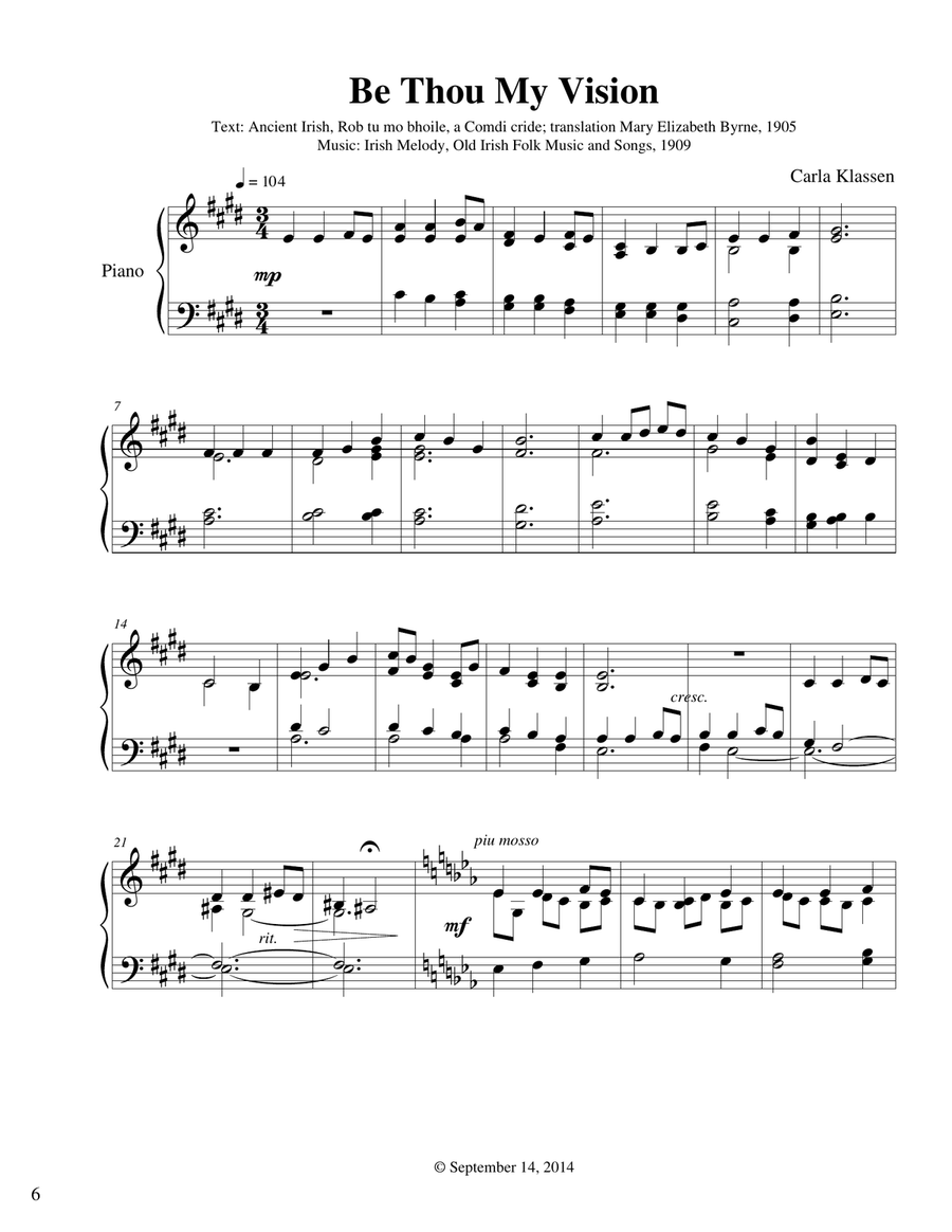 Be Thou My Vision Be Thou My Vision Piano Solo scores gallery preview page 1