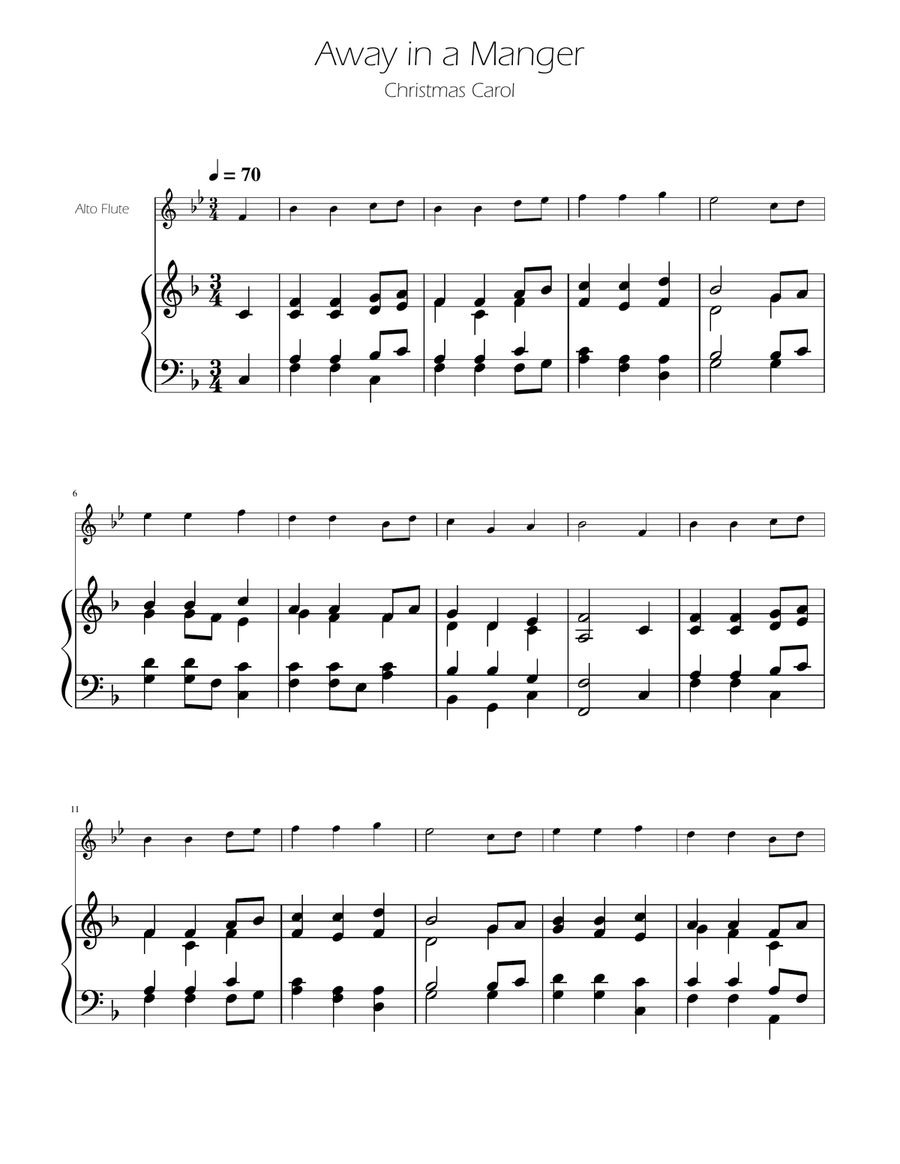 Away in a Manger - Alto Flute Solo w/ Piano