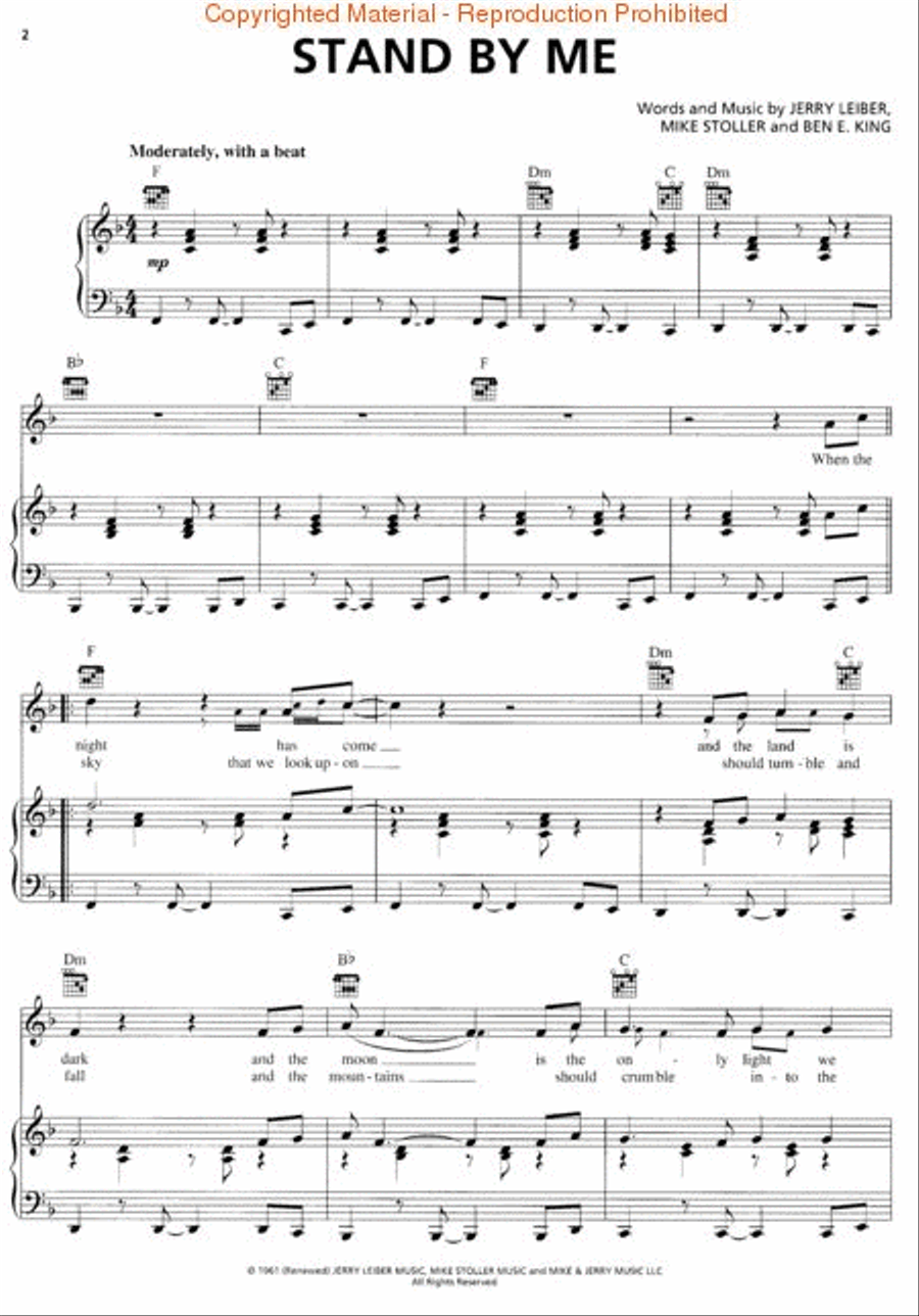 Stand By Me Piano, Vocal, Guitar scores gallery preview page 2