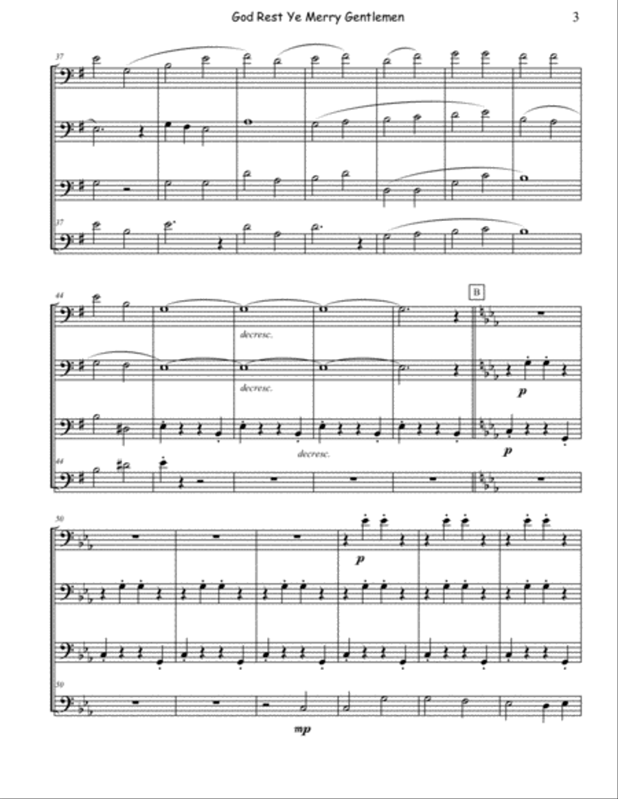 God Rest Ye Merry Gentlemen for Bassoon Quartet (W/Contrabsn.) Woodwind Quartet scores gallery preview page 3