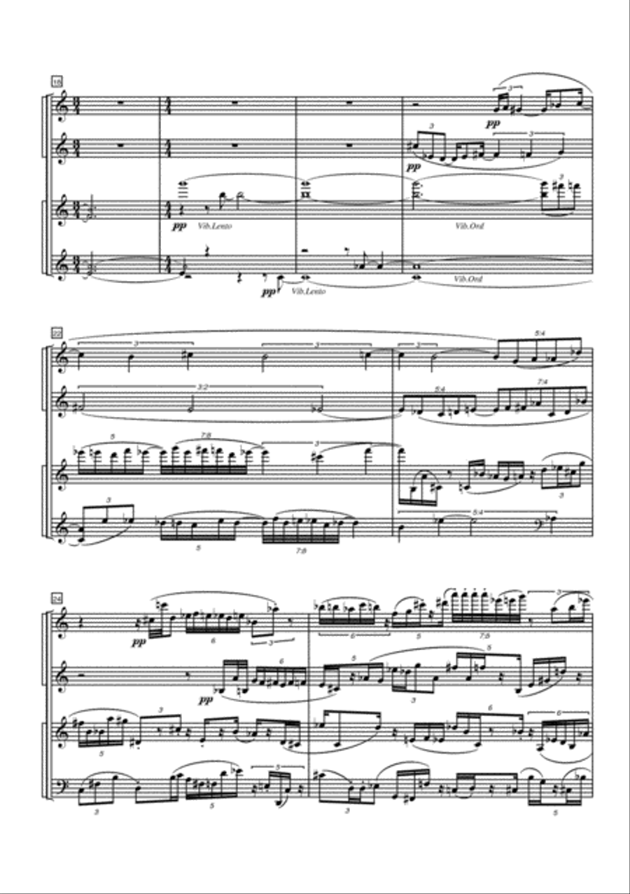 Seattle Quartet for Flute, Clarinet, Violin and Cello Clarinet scores gallery preview page 3