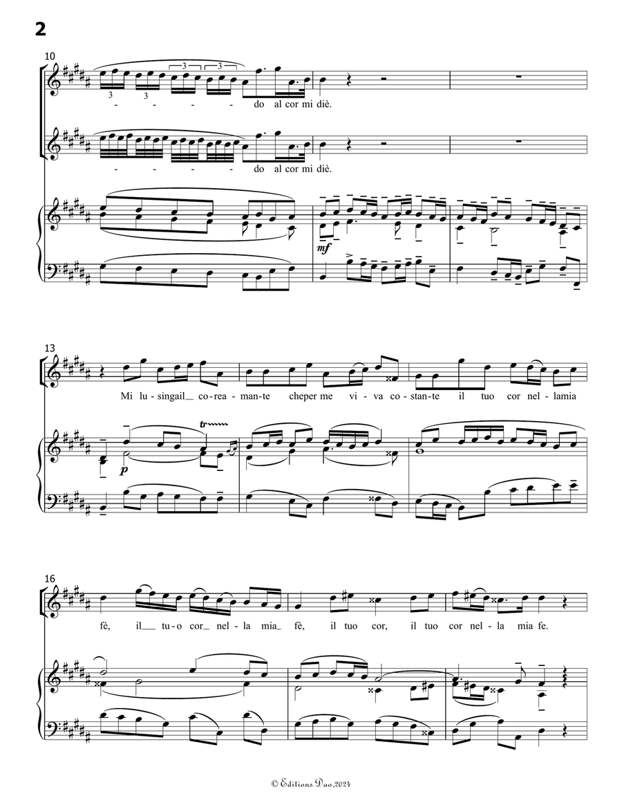 Ardo o cara a quella face, by Bassani, in B Major Voice scores gallery preview page 4