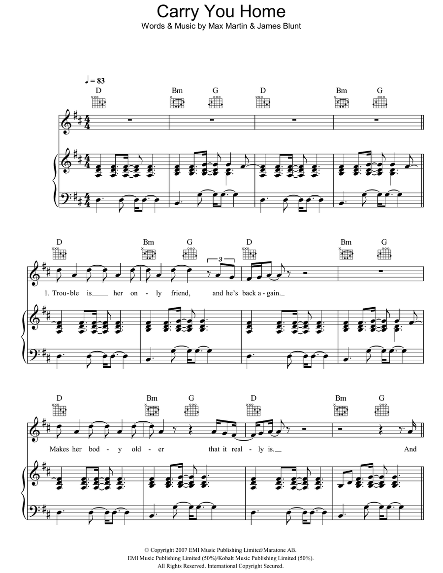 Carry You Home Acoustic Guitar scores gallery preview page 1