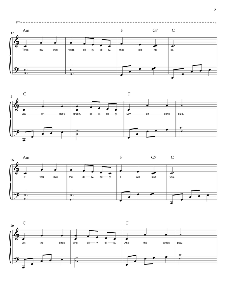 Lavender's Blue Easy Piano scores gallery preview page 2