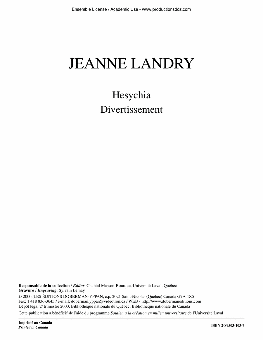 Hesychia Divertissement Organ scores gallery preview page 1
