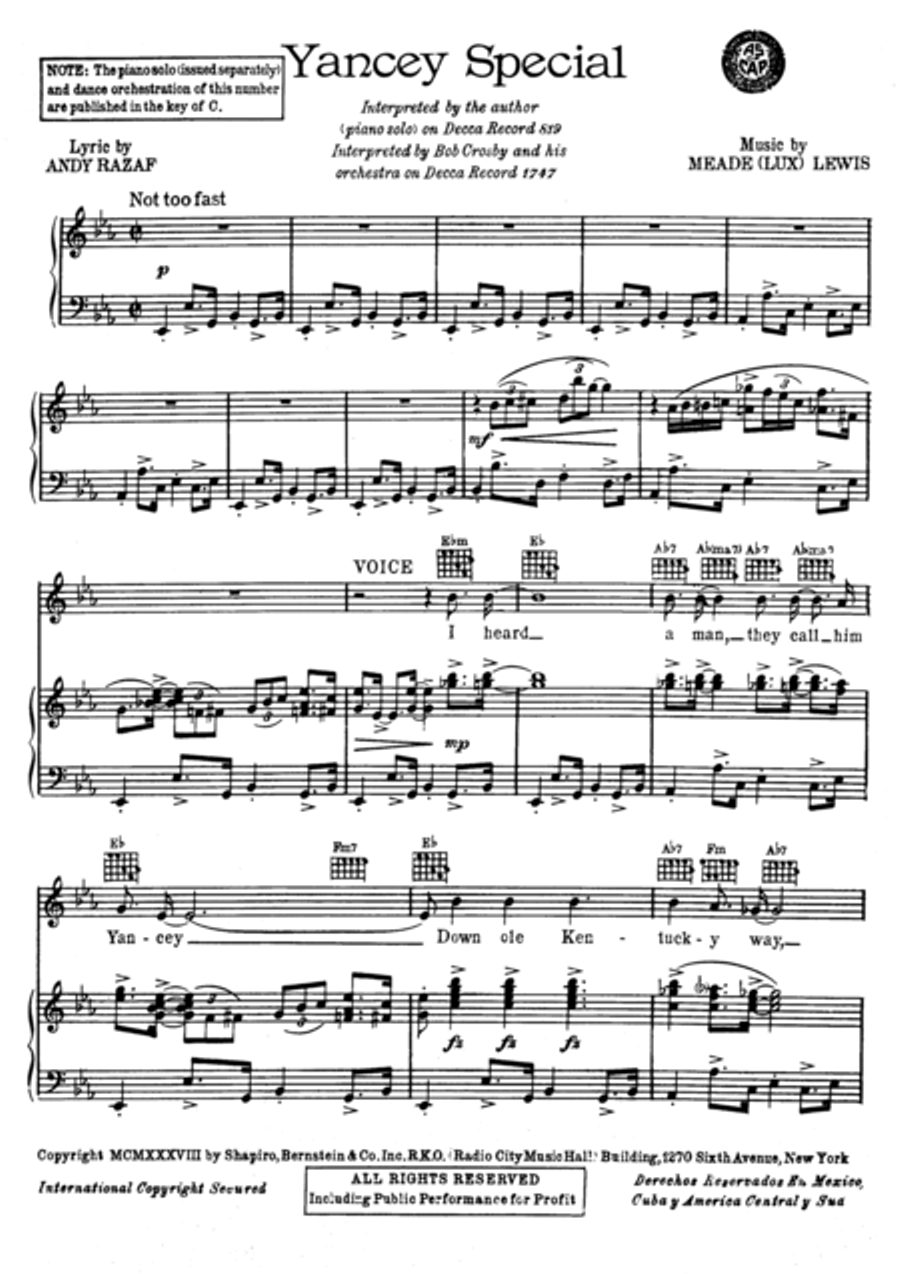 Yancey Special Yancey Special Voice scores gallery preview page 2
