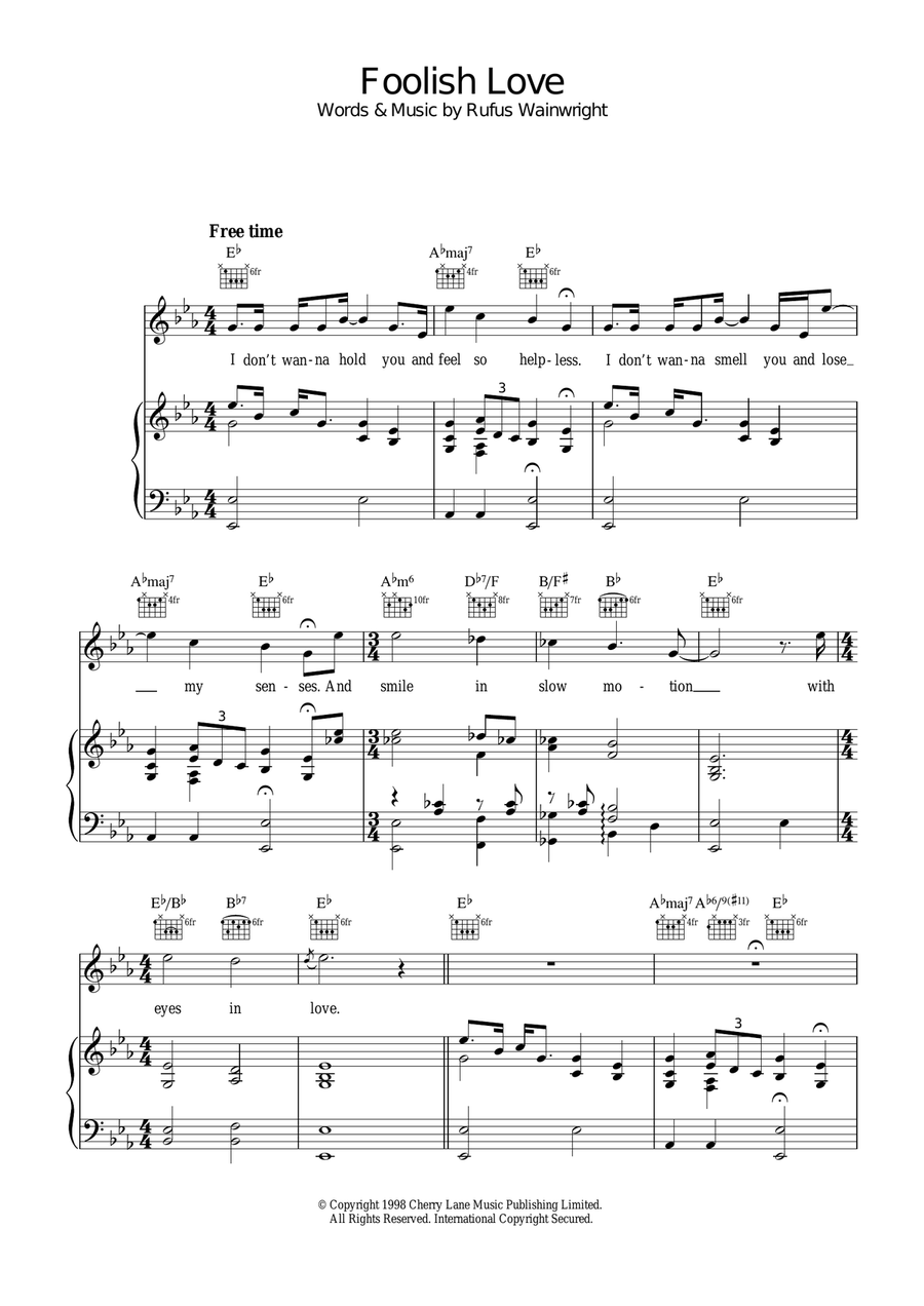 Foolish Love Piano, Vocal scores gallery preview page 1