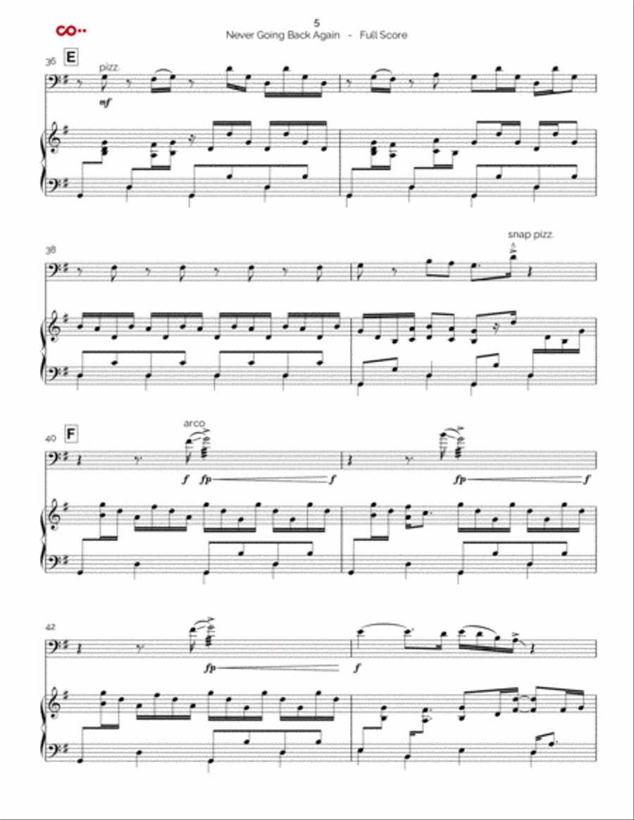 Never Going Back Again String Duet scores gallery preview page 5