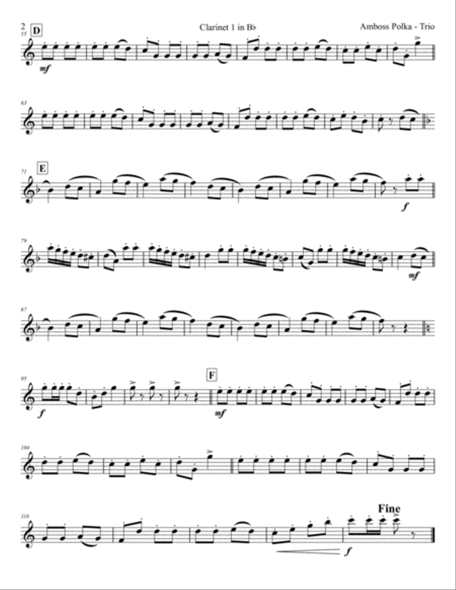 Amboss-Polka - German Polka - Oktoberfest - Clarinet Trio Clarinet Trio scores gallery preview page 4