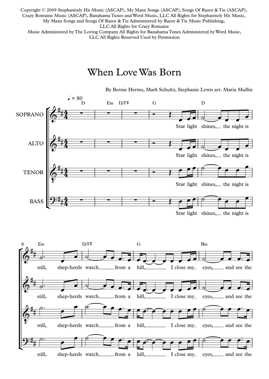 When Love Was Born 4-Part scores gallery preview page 1