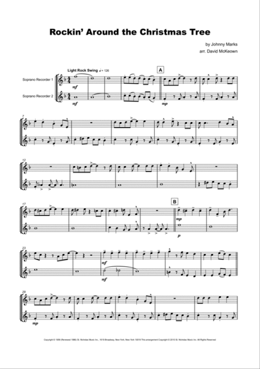 Rockin' Around The Christmas Tree Woodwind Duet scores gallery preview page 2