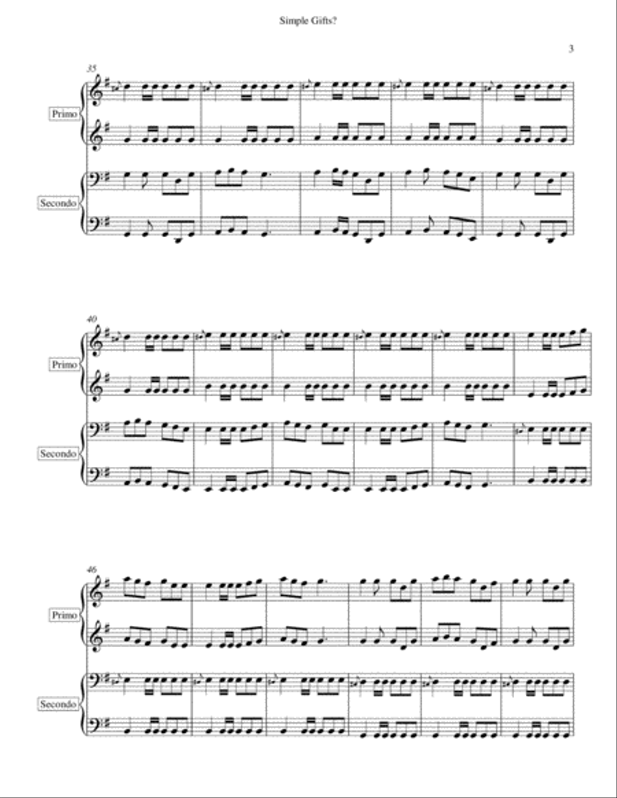 Simple Gifts? Simple Gifts? Piano scores gallery preview page 3