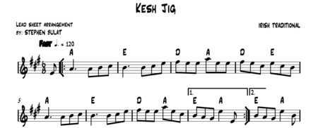 Kesh Jig (Irish Traditional) - Lead sheet (key of A)
