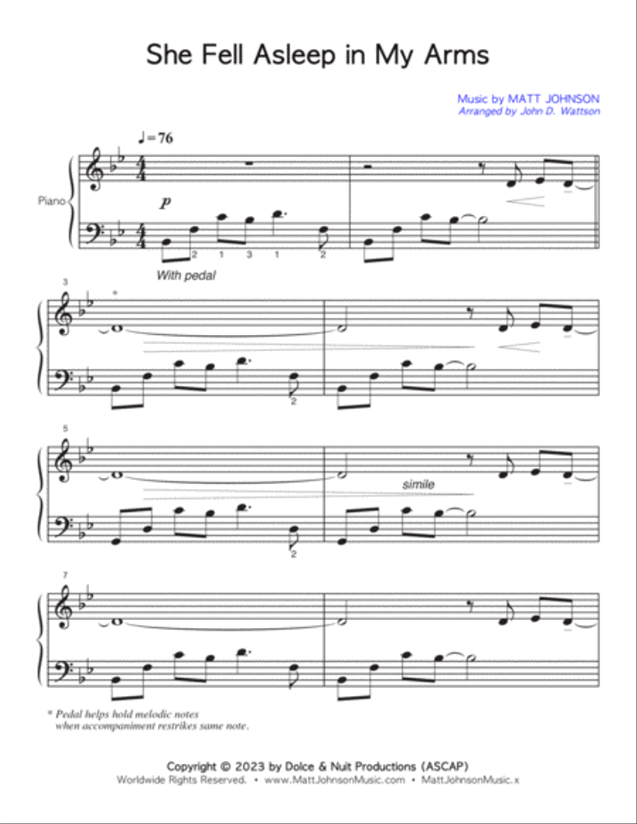 She Fell Asleep in My Arms • John D. Wattson Series Piano Method scores gallery preview page 2