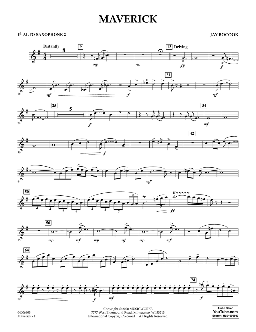 Maverick - Eb Alto Saxophone 2 Concert Band scores gallery preview page 1