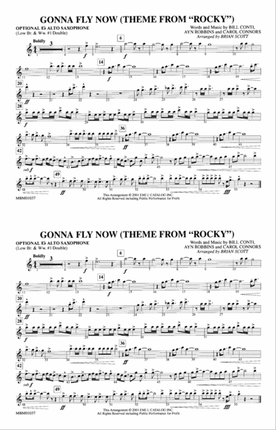 Gonna Fly Now (Theme from Rocky): Optional Alto Sax Marching Band scores gallery preview page 1