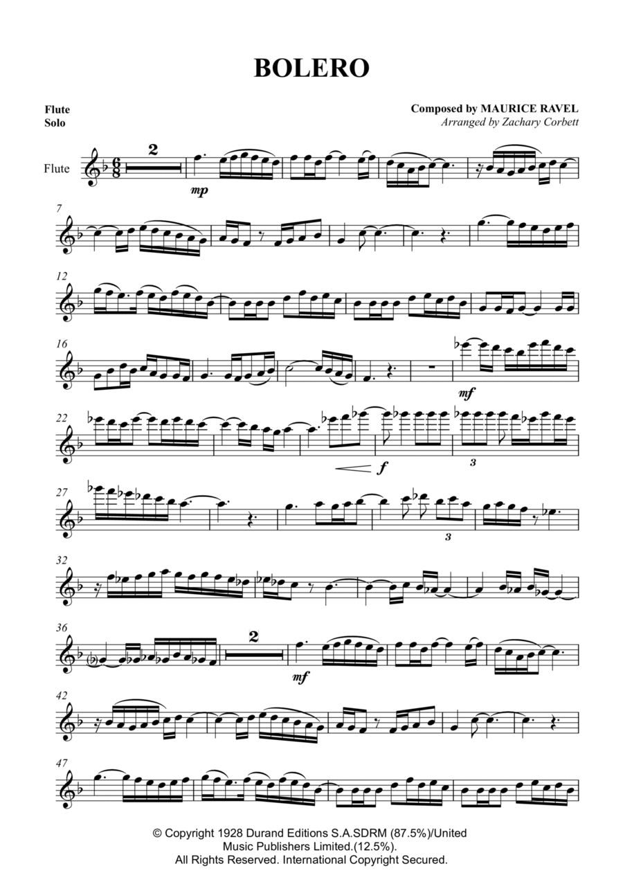 Bolero Bolero Flute Solo scores gallery preview page 1