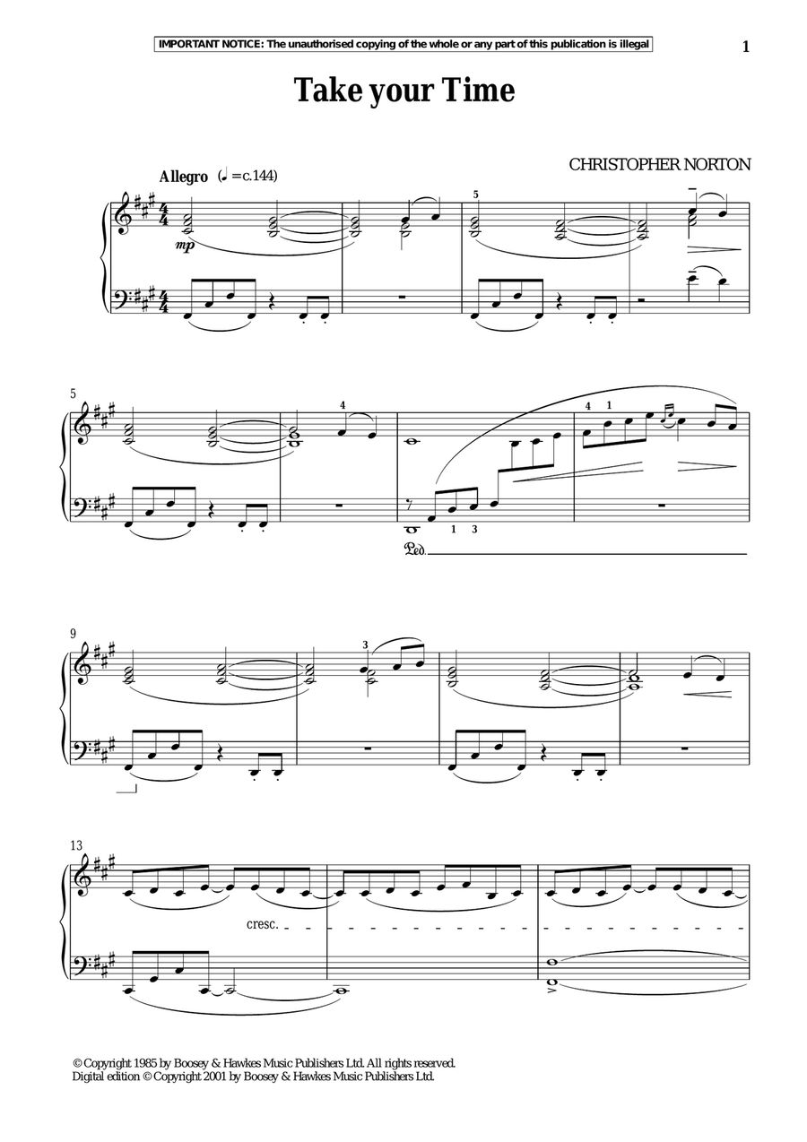 Take Your Time Take Your Time Piano Solo scores gallery preview page 1