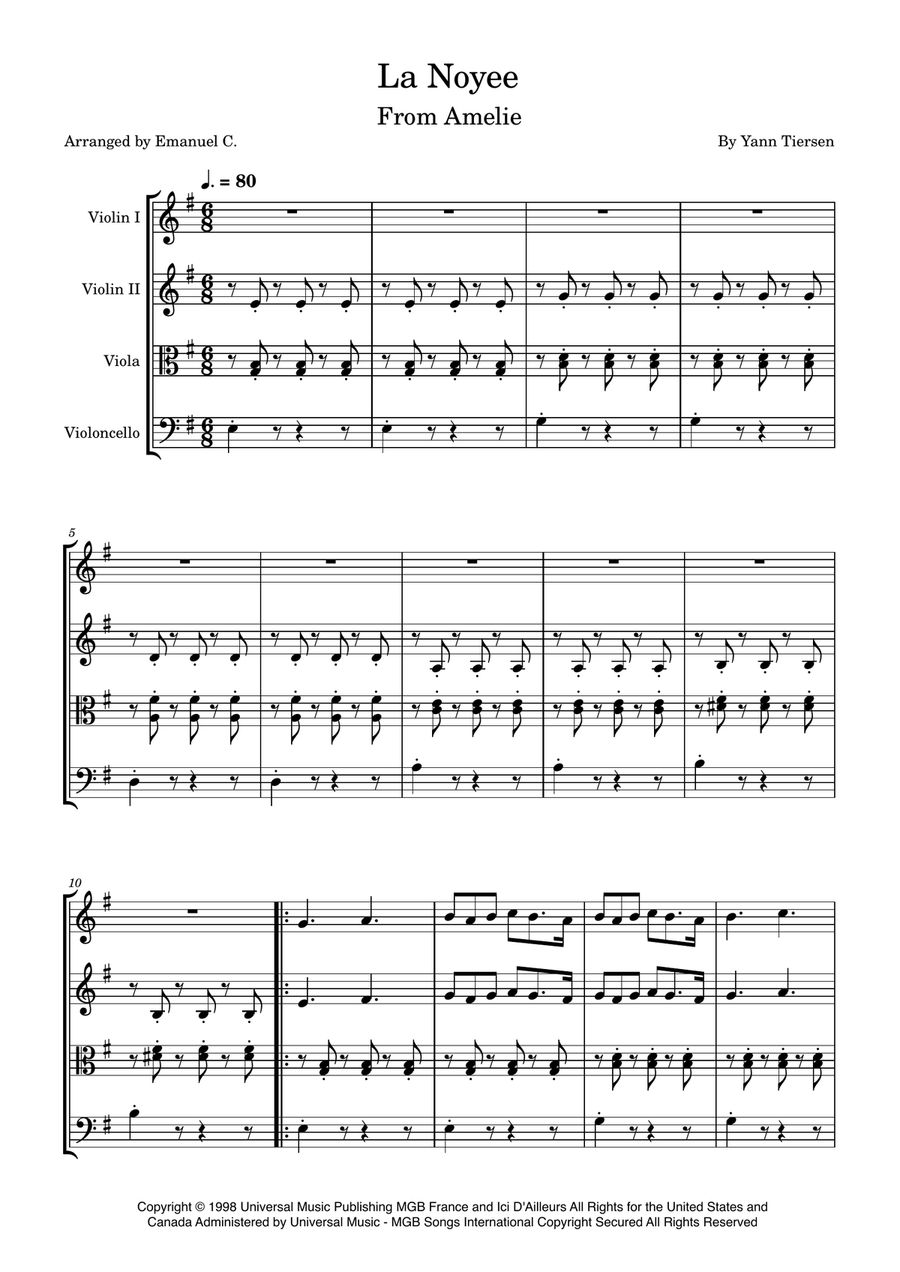 La Noyee String Quartet scores gallery preview page 1