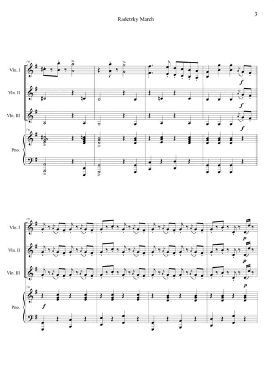 Radetzky March in G Piano Quartet scores gallery preview page 3