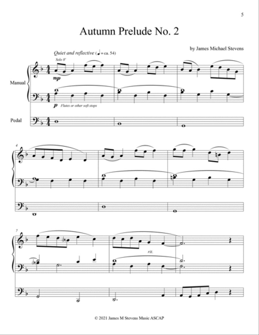 Autumn Preludes for Organ, Nos. 1-5 Organ Solo scores gallery preview page 5