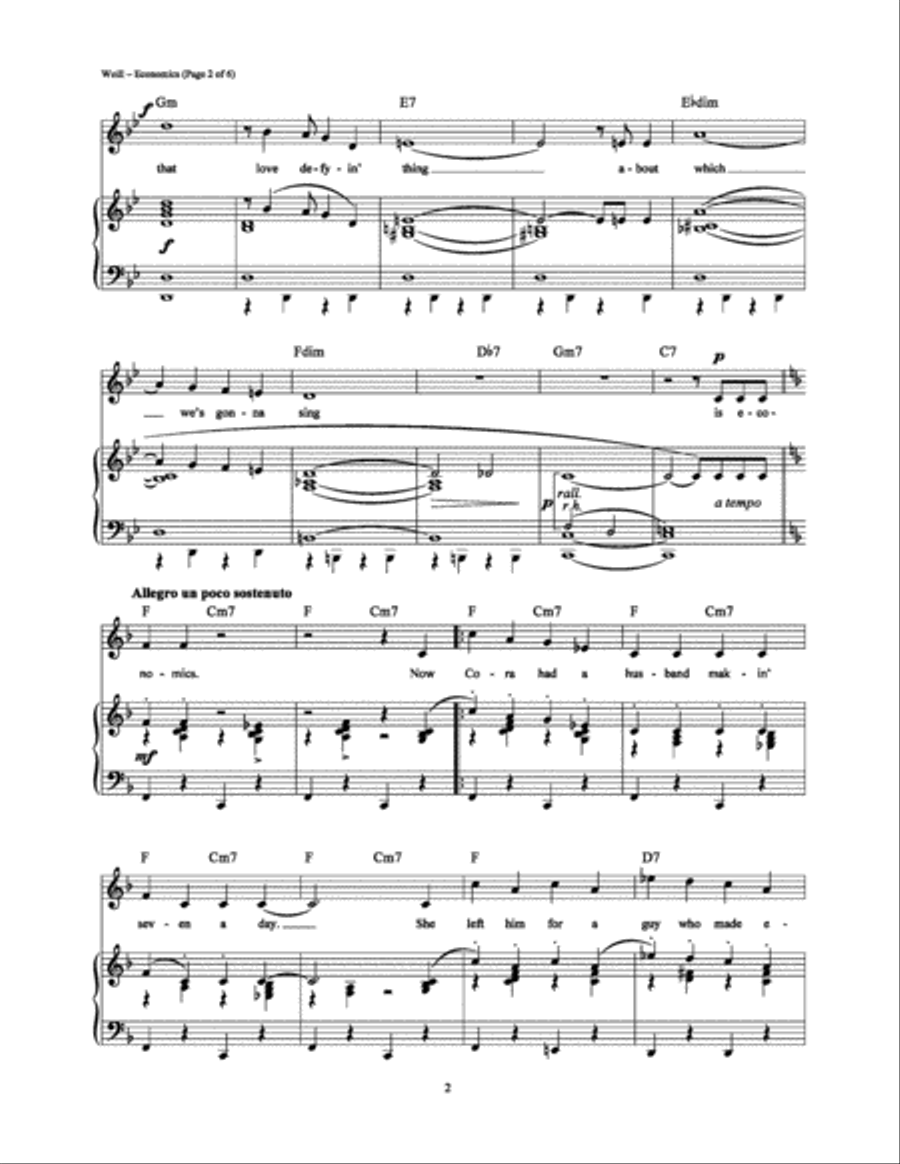 Economics Piano, Vocal, Guitar scores gallery preview page 2