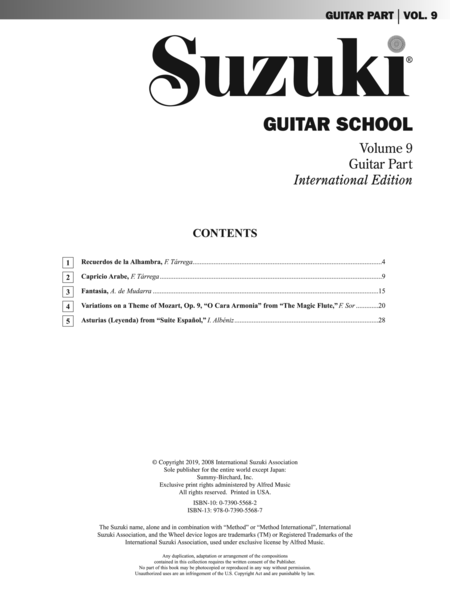 Suzuki Guitar School, Volume 9