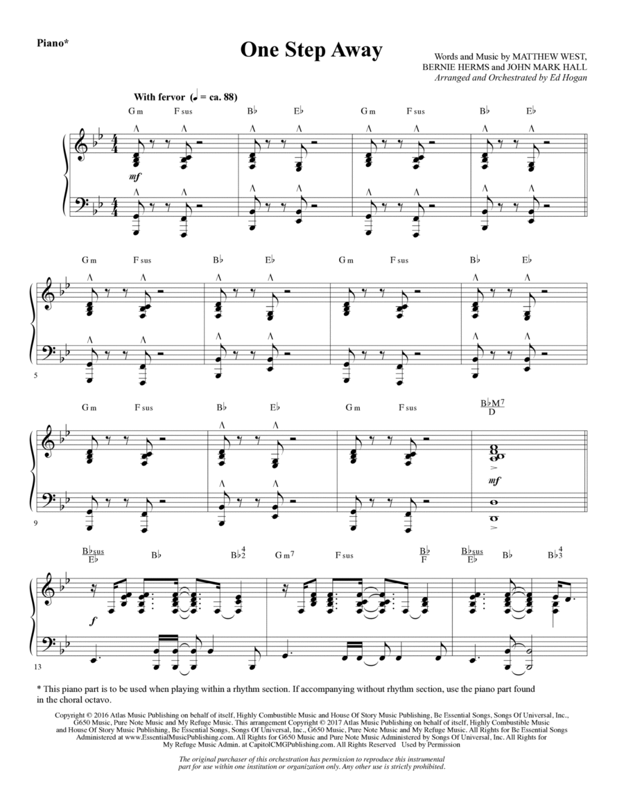 One Step Away - Piano Choir scores gallery preview page 1