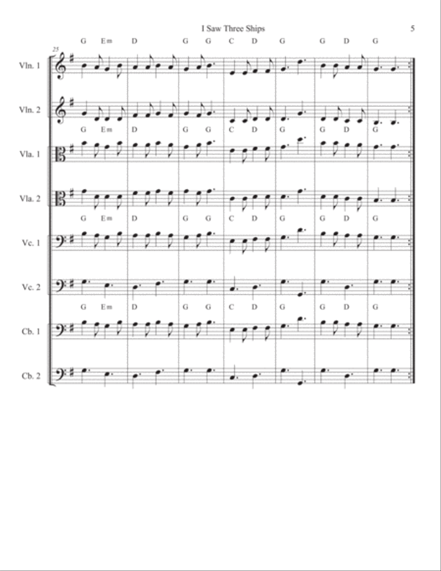 I Saw Three Ships/In Dulci Jubilo String Orchestra scores gallery preview page 5