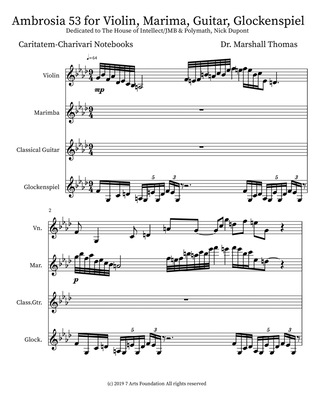 Ambrosia 53 for Violin, Marima, Guitar, Glockenspiel